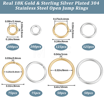 900Pcs 8 Styles 304 Stainless Steel Jump Rings STAS-BBC0010-64-1