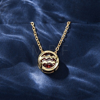 Brass Pave Cubic Zirconia Birth Stone Constellation Pendant Cable Chain Necklaces LS-NJEW-D334-01G-02-1