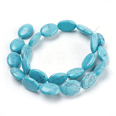 Flat Oval Gemstone Synthetic Turquoise Stone Beads Strands G-S113-11-1