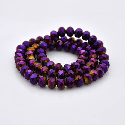 Full Plated Faceted Rondelle Glass Beads Strands GLAA-A024E-FP03-1