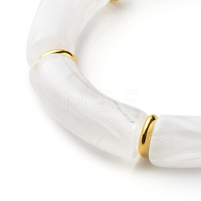 Chunky Curved Tube Acrylic Beads Stretch Bracelet BJEW-JB06682-01-1