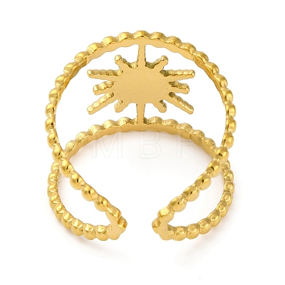 Golden 304 Stainless Steel Open Cuff Rings LS-RJEW-K261-06G-02-1