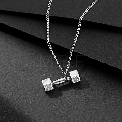 Dumbbell 304 Stainless Steel Pendant Necklaces FS-WGFA125-02-1
