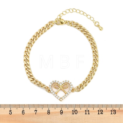 Brass Micro Pave Clear Cubic Zirconia Link Bracelets BJEW-M050-05G-01-1