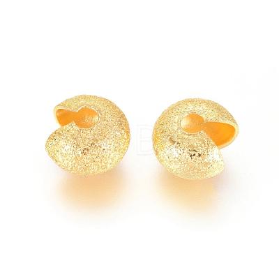 Brass Crimp Beads Covers X-KK-G016-G-NF-1