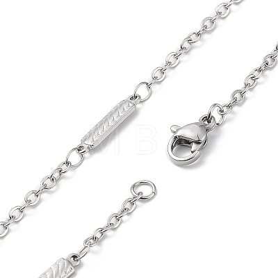 304 Stainless Steel Rectangle Link Chain Necklace NJEW-K249-04P-1