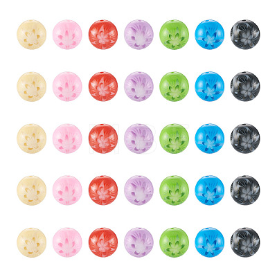 70Pcs 7 Colors Flower Opaque Resin Beads RESI-TA0001-55-1