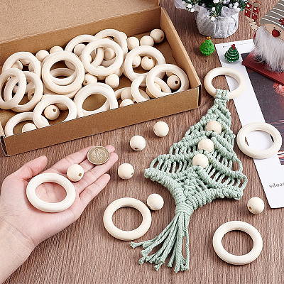 Round/Ring Unfinished Wood Beads PH-WOOD-G003-02-1