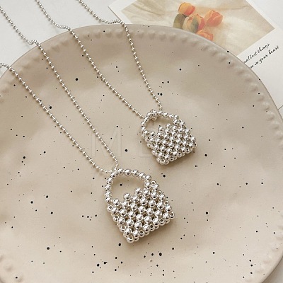 Alloy Round Beaded Handbag Pendant Necklaces for Women WGA77D5-01-1