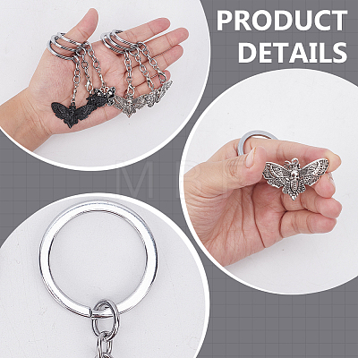 24Pcs 6 Styles Gothic Alloy Keychain KEYC-ME00020-1