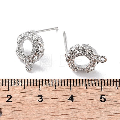 Brass Micro Pave Cubic Zirconia Stud Earring Findings KK-E107-18P-1