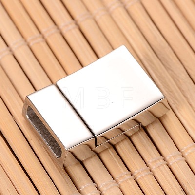Smooth Surface 304 Stainless Steel Rectangle Magnetic Clasps with Glue-in Ends STAS-I045-05B-1