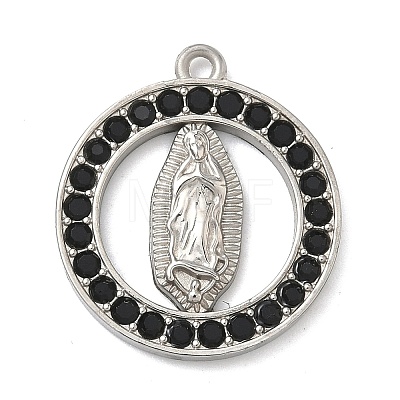 304 Stainless Steel & Rhinestone Pendants STAS-G371-09C-02P-1