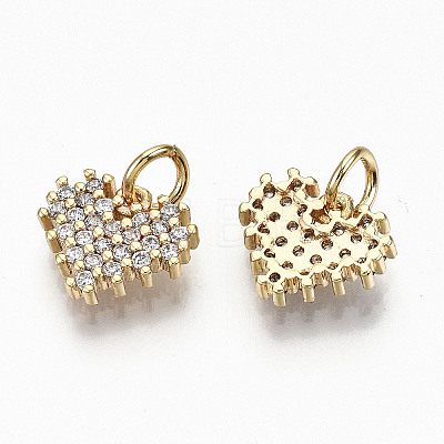 Brass Micro Pave Clear Cubic Zirconia Charms X-RJEW-T063-60G-NF-1