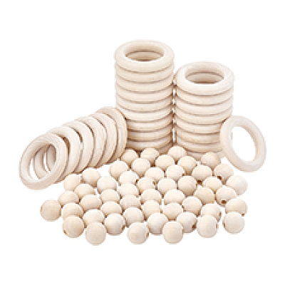 Round/Ring Unfinished Wood Beads PH-WOOD-G003-02-1