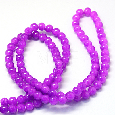 Baking Painted Imitation Jade Glass Round Bead Strands X-DGLA-Q021-6mm-27-1