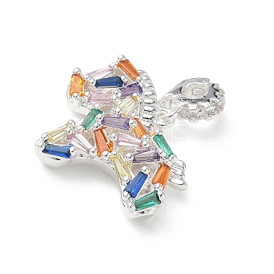 Brass Pave Cubic Zirconia Pendants KK-P355-08S-1