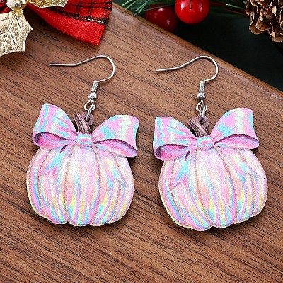 Pumpkin with Bowknot Acrylic Dangle Earrings FS-WG872E3-01-1