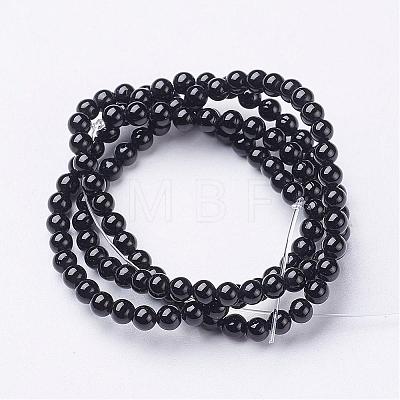 Natural Black Onyx Round Beads Strands GSR3mmC097-1