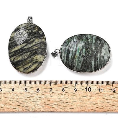 Electroplate Natural Dyed Picture Jasper Pendants KK-F882-06P-03-1