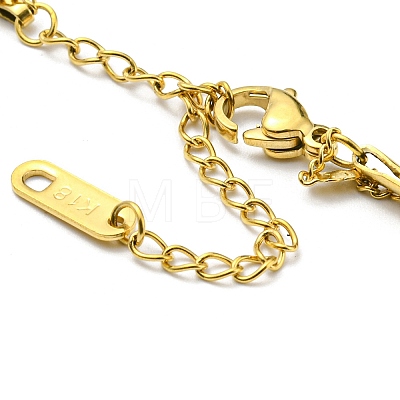 304 Stainless Steel Herringbone & Curb Chains Double Layered Multi-strand Bracelet BJEW-K235-01G-1