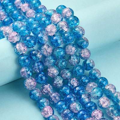 1Strand Two Tone Transparent Crackle Glass Round Beads Strands X-CCG-Q001-10mm-19-1