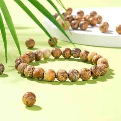 100Pcs 8mm Natural Picture Jasper Beads DIY-LS0002-30-1