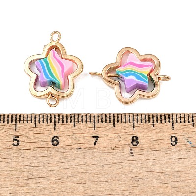 CCB Plastic Frame with Polymer Clay Rainbow Beads Links Connector Charms KK-D103-08A-G-1