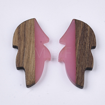 Transparent Resin & Wood Cabochons RESI-Q210-015A-B02-1