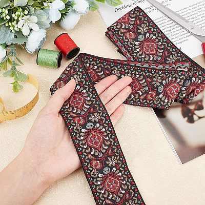 Ethnic Style Embroidery Polycotton Ribbons OCOR-WH0072-03-1