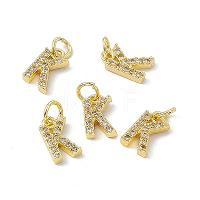 Real 18K Gold Plated Brass Micro Pave Clear Cubic Zirconia Charms KK-E068-VB452-K-1