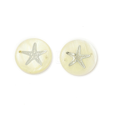 Natural Freshwater Shell Connector Charms SHEL-XCP0001-05-1