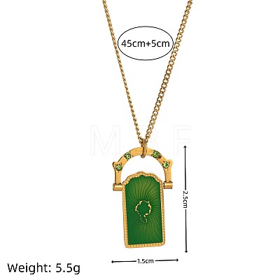 Rotating 304 Stainless Steel Enamel Tarot Card Pendant Necklaces with Rhinestone FS-WG0CC16-02-1