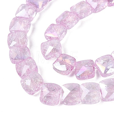 Electroplate Transparent Crackle Glass Beads Strands EGLA-Q135-02A-B04-1
