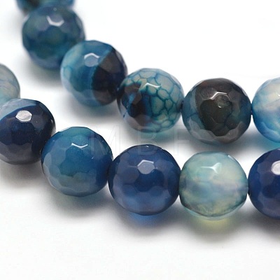 Dyed Natural Agate Faceted Round Beads Strands X-G-E267-21-1