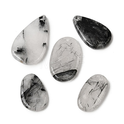 Natural Tourmalinated Quartz Pendants G-D365-02E-02-1
