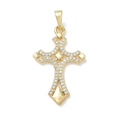 Easter Religion Brass Micro Pave Clear Cubic Zirconia Pendants KK-T085-18D-G-1