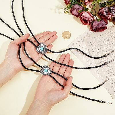 2Pcs PU Leather Bolo Tie Necklaces NJEW-ME0001-22A-1