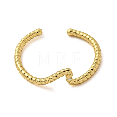 Rack Plating Brass Wave Open Cuff Rings RJEW-C081-05G-1