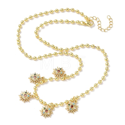 Brass Micro Pave Cubic Zirconia Sun Pendant Bib Necklaces NJEW-G183-02G-1