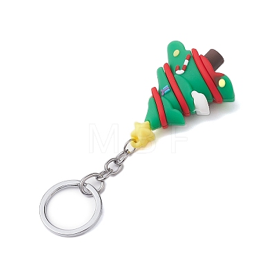 10Pcs 10 Styles Christmas Themed PVC Plastic Keychain KEYC-JKC00869-1