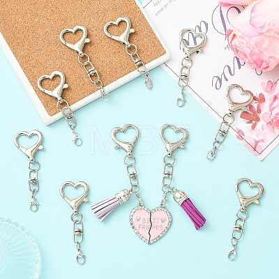 10Pcs Heart Alloy Lobster Claw Clasps Keychain Clasps HJEW-YW00393-1