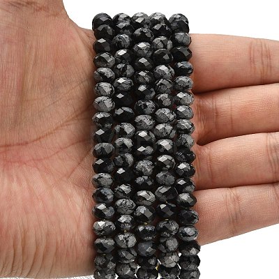 Natural Snowflake Obsidian Beads Strands G-Z111-A21-1