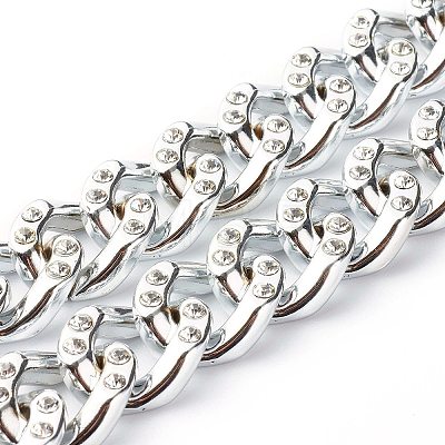 CCB Plastic Rhinestone Curb Chain Necklaces NJEW-JN03560-1