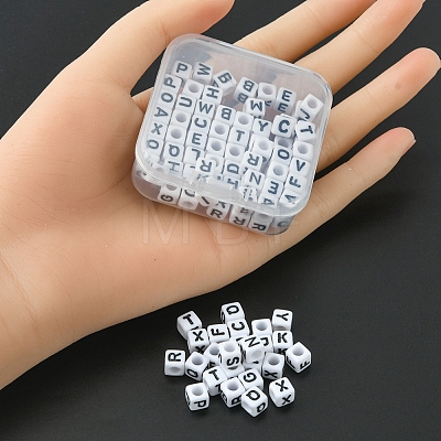 Acrylic Horizontal Hole Letter Beads MACR-YW0002-28-1