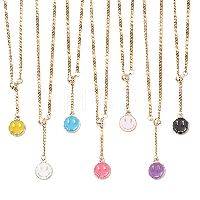 Adjustable 304 Stainless Steel Curb Chain Lariat Necklaces NJEW-JN05857-1