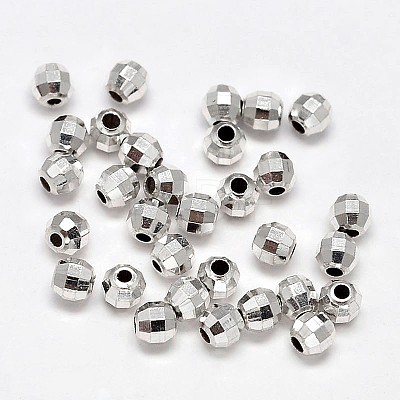 Faceted Round 925 Sterling Silver Beads X-STER-F012-02C-1