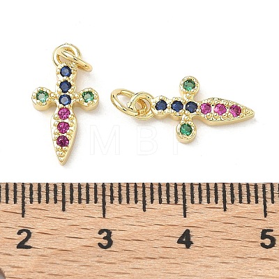 Brass Micro Pave Cubic Zirconia Pendants KK-P350-03G-1