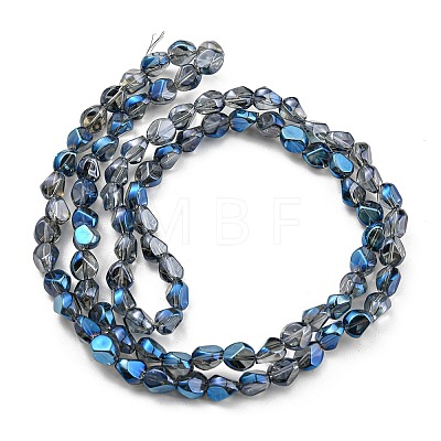 Half Rainbow Plated Electroplate Transparent Glass Beads Strands EGLA-G037-04A-HR01-1