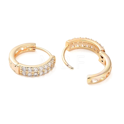 Brass Micro Pave Clear Cubic Zirconia Hoop Earrings EJEW-S234-04G-1